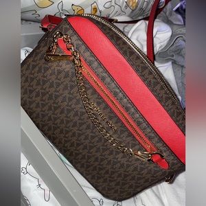 Brown and red Michael Kors purse ! Barley used
